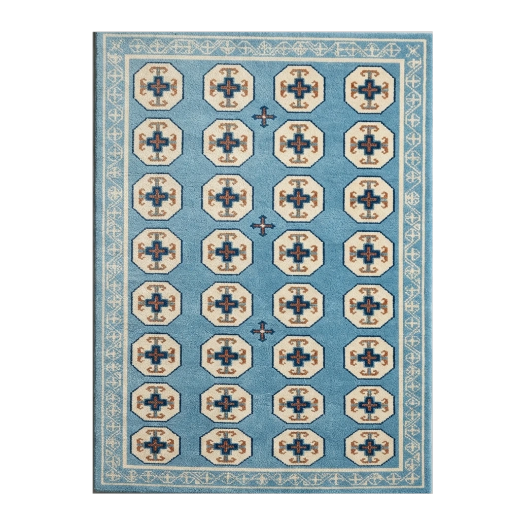 Sky Tile Parade Hand Tufted Wool Rug