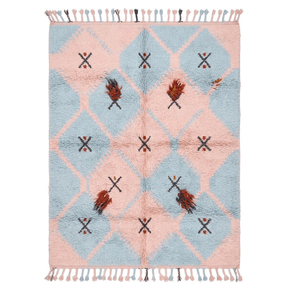 Sky Blue Chevron Moroccan Shag Rug - MAIA HOMES