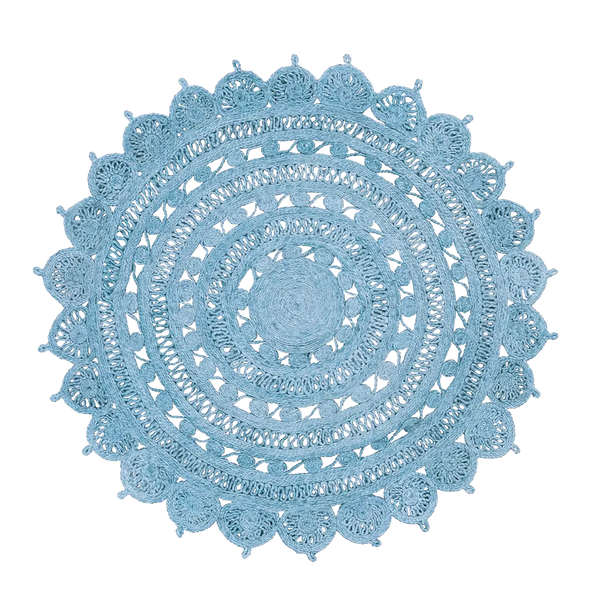 Sky Blue Angkor Jute Round Rug