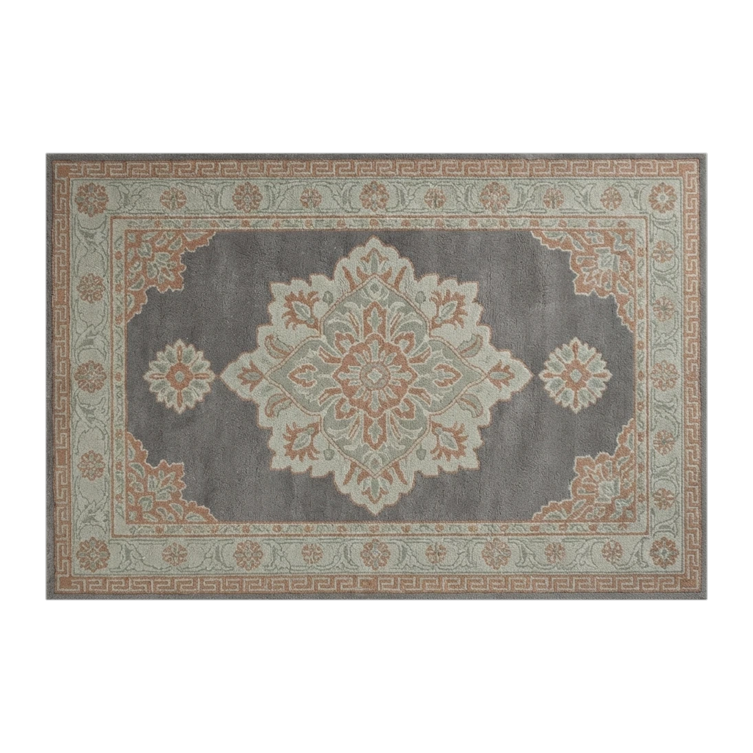 Slate Rose Medallion Hand Tufted Rug - alternate view