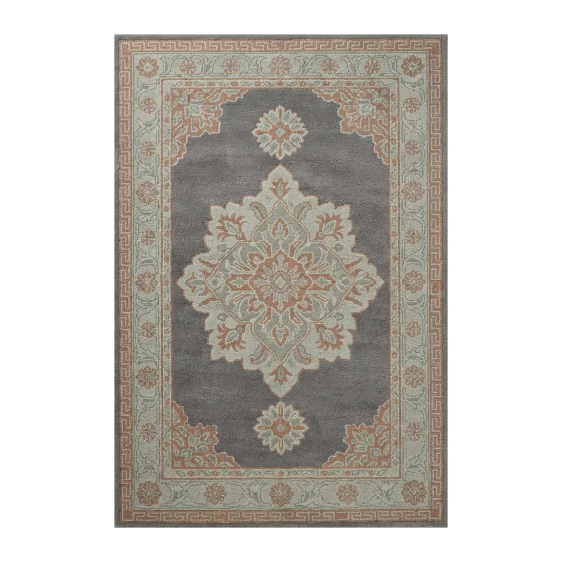 Slate Rose Medallion Hand Tufted Rug