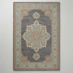 Slate Rose Medallion Hand Tufted Rug — charcoal, gray, light blue traditional rug by Maia Homes