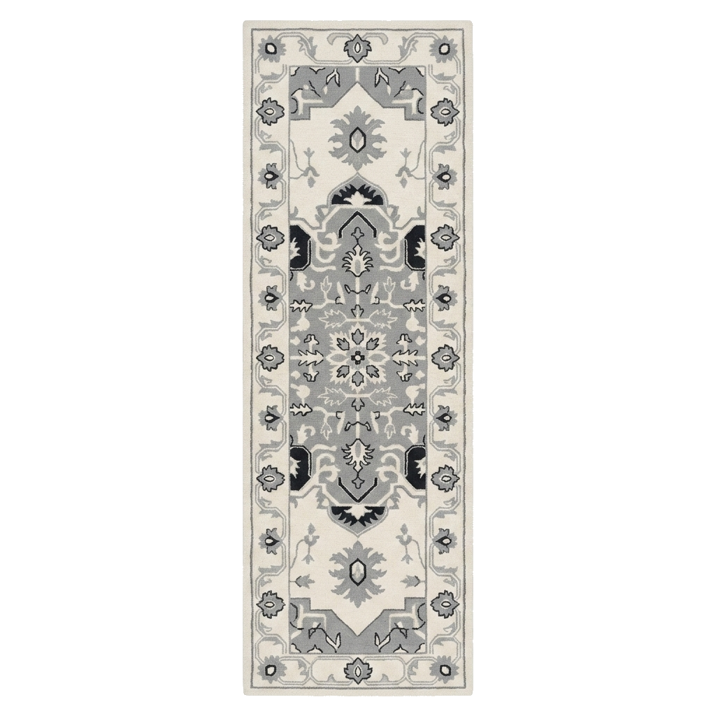 Slate Medallion Hand Tufted Runner Rug