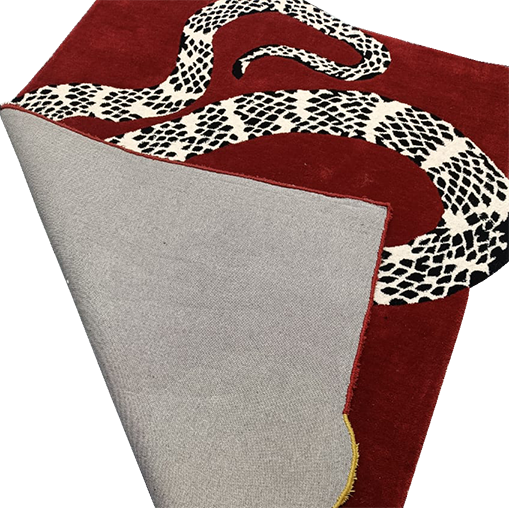 Snake and Sun Red Hand Tufted Wool Rug