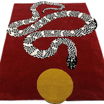 Snake and Sun Red Hand Tufted Wool Rug