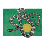 Snake and Sun Green Hand Tufted Wool Rug