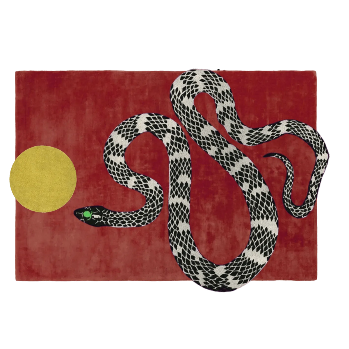 Snake and Sun Red Hand Tufted Wool Rug