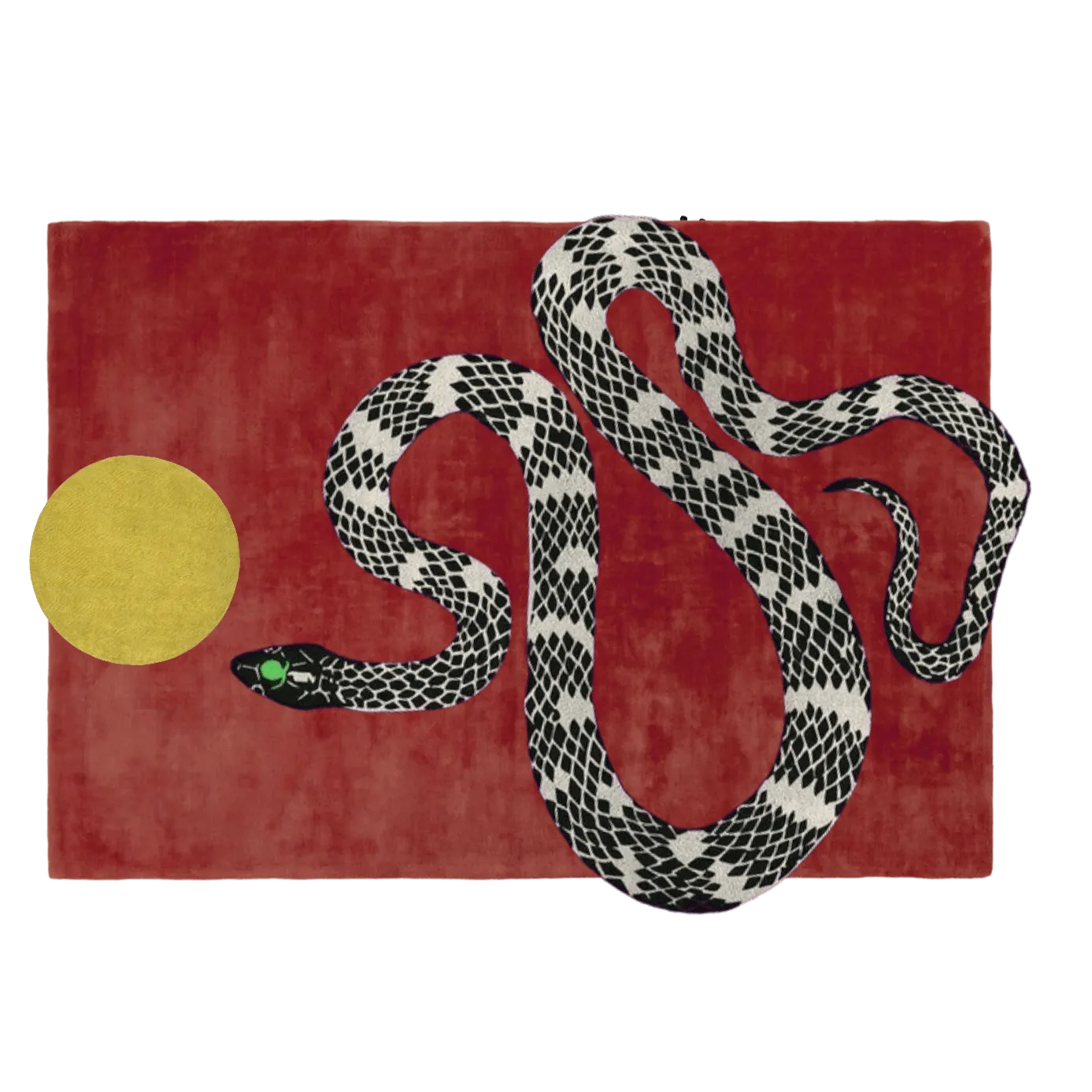 Snake and Sun Red Hand Tufted Wool Rug