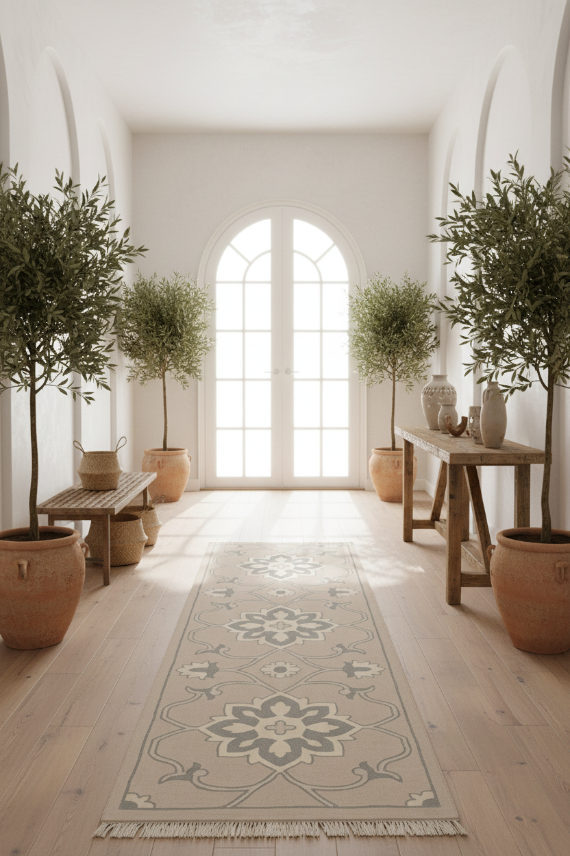 Soft Blossom Lattice Hand Knotted Runner Rug