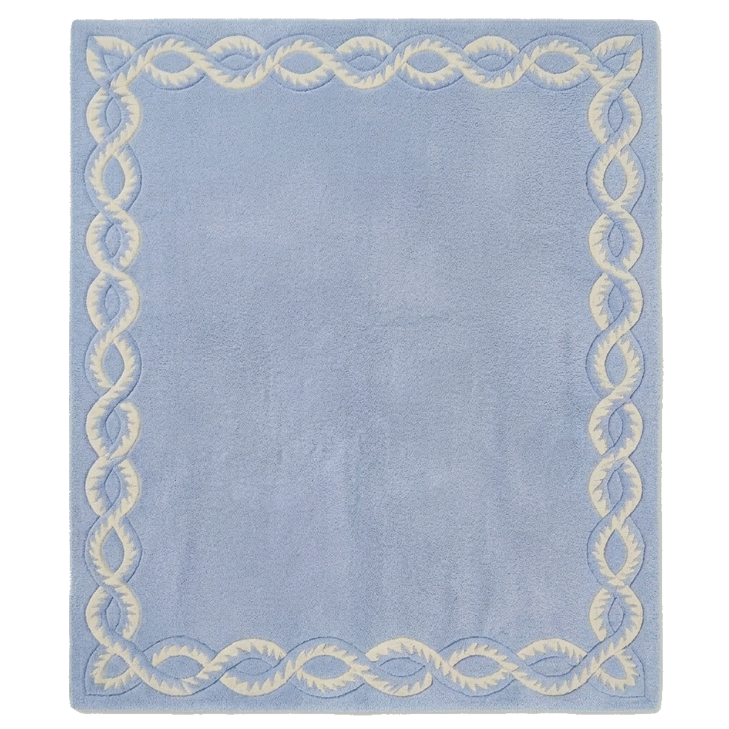 Soft Border Blue Hand Tufted Wool Rug
