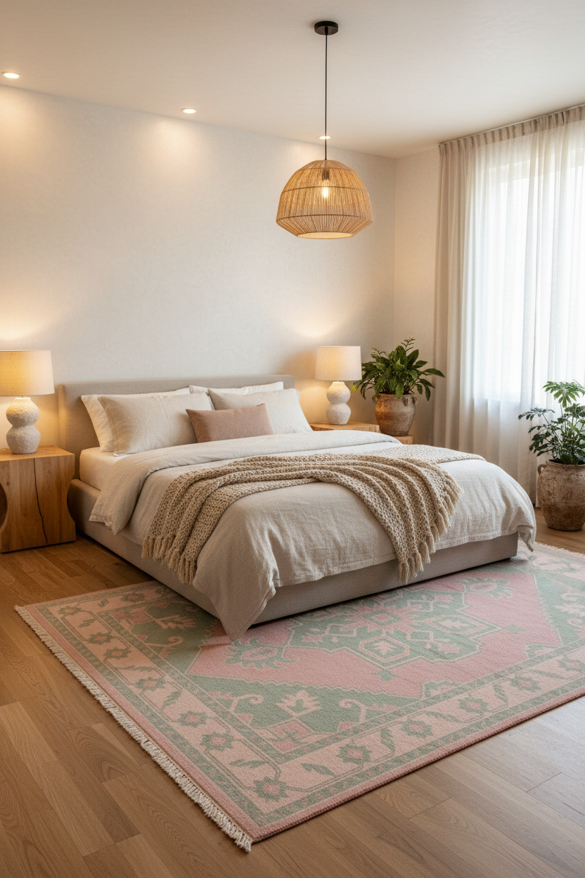 Soft Petal Lattice Hand Knotted Rug