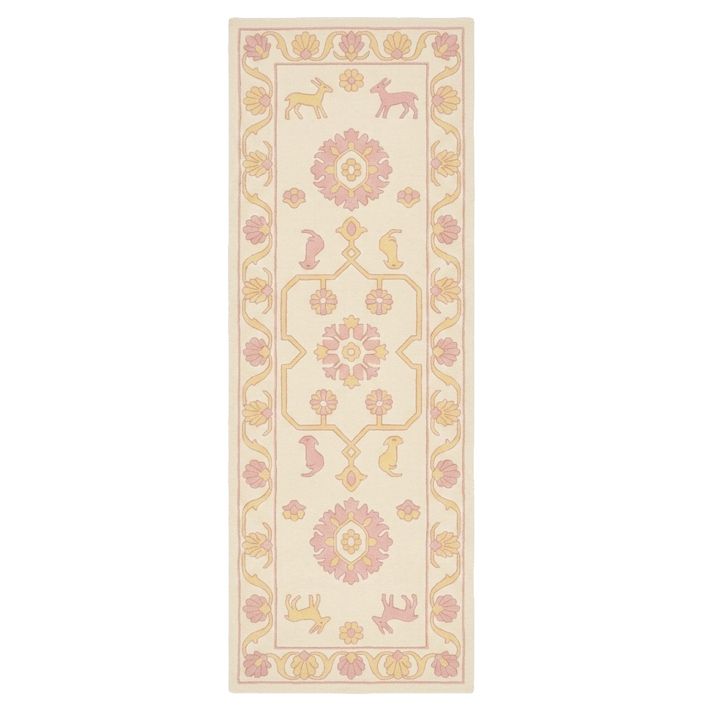 Soft Pink Geometric Fable Hand Tufted Runner Rug 