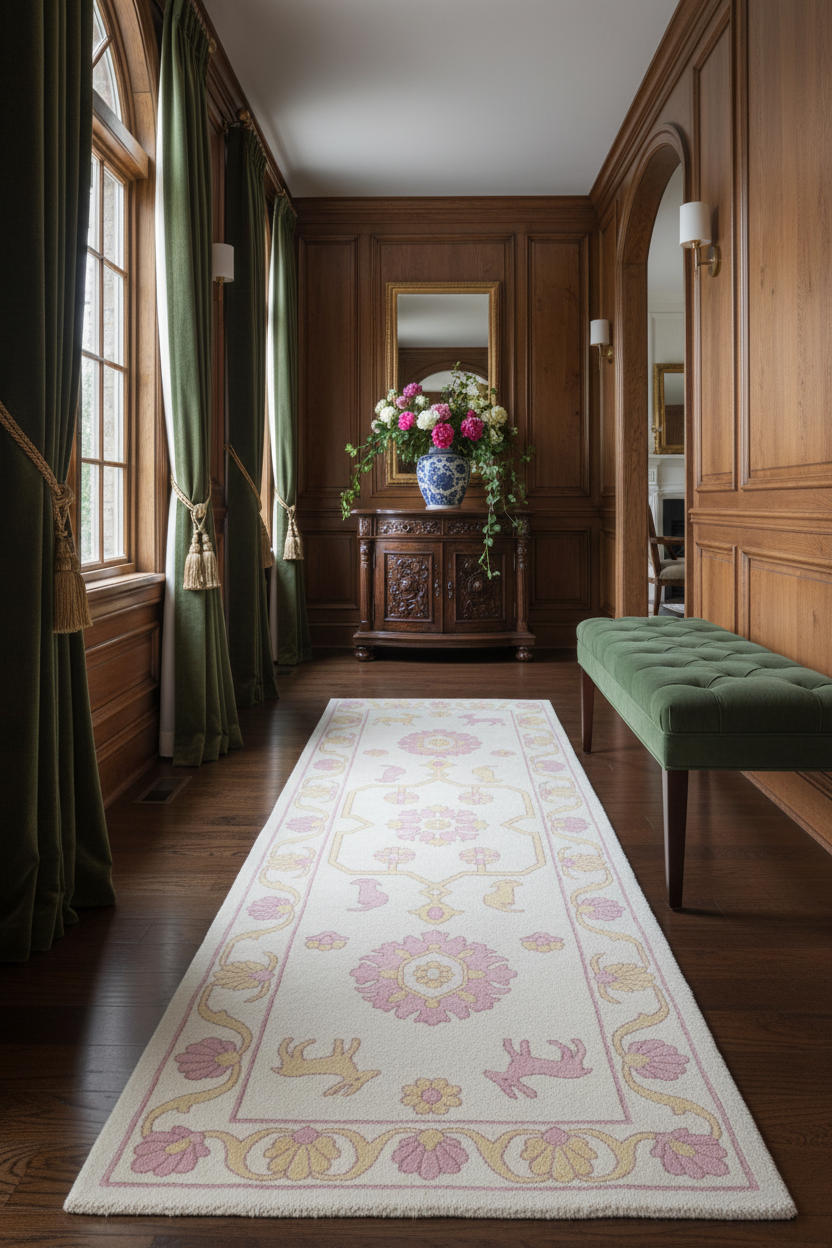Soft Pink Geometric Fable Hand Tufted Runner Rug
