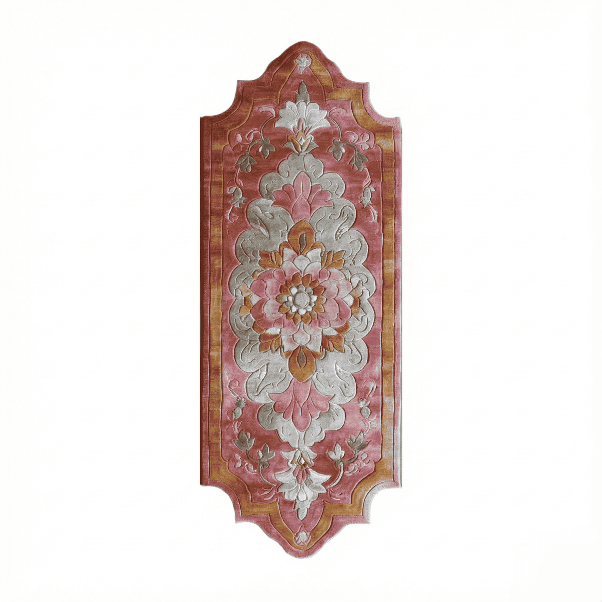 Decorative rug with floral patterns on a white background