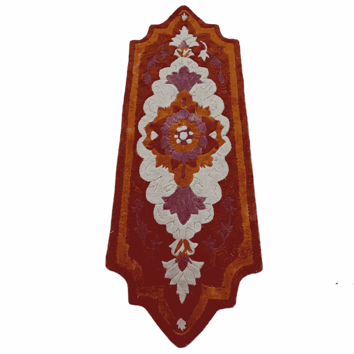 Decorative rug with a floral pattern on a white background