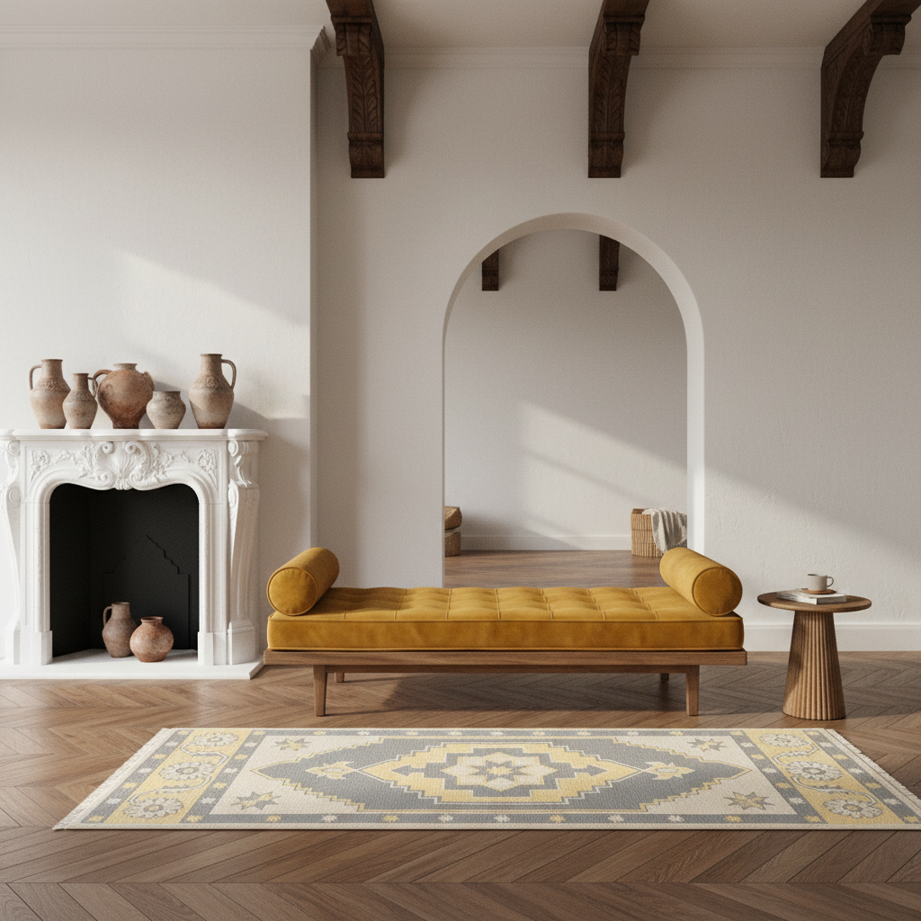 Solar Geometry Hand Knotted Runner Rug