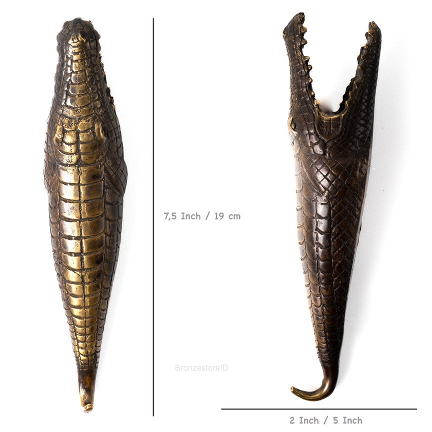 Solid Brass Crocodile Wall Hook