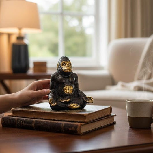 Solid Brass Gorilla Yoga Figurine