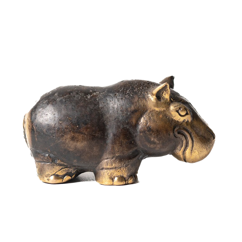 Solid Brass Hippo Figurine