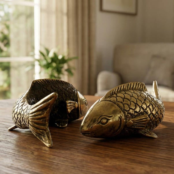 Solid Brass Koi Fish Statue
