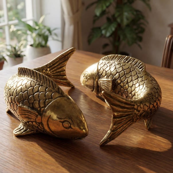 Solid Brass Koi Fish Statue