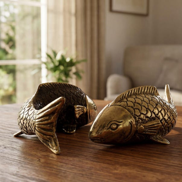 Solid Brass Koi Fish Statue