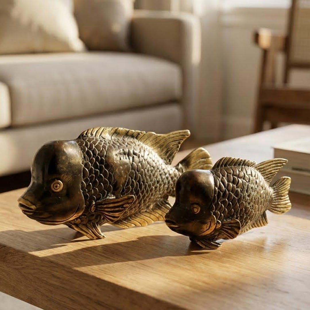 Solid Brass Louhan Fish Statue