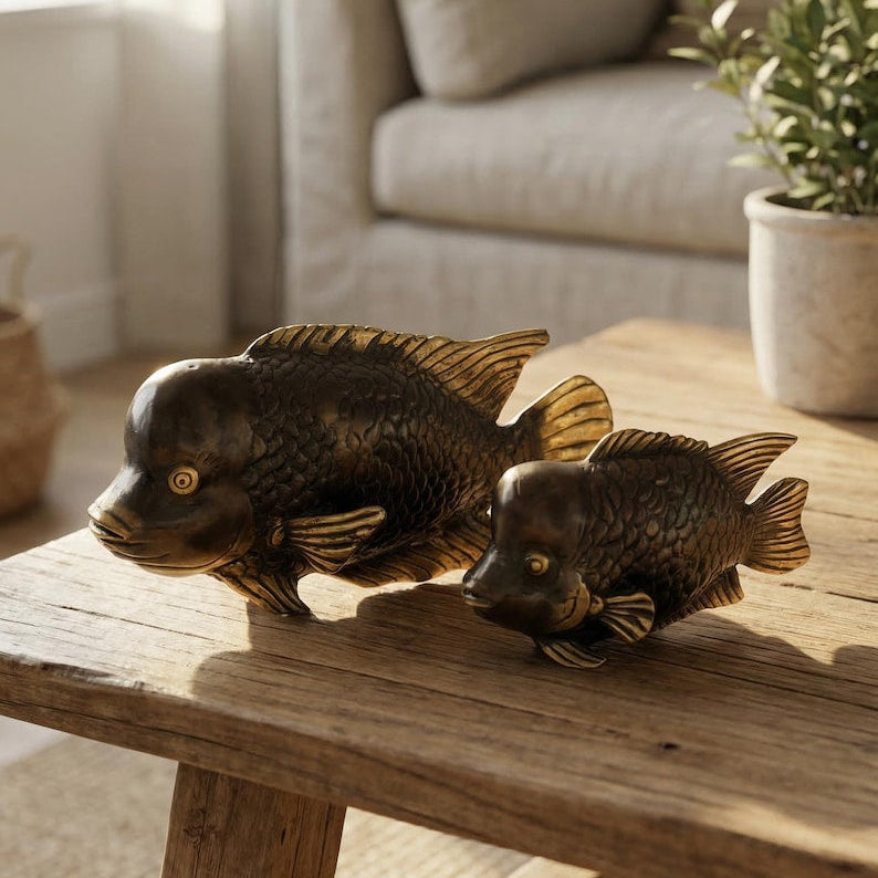 Solid Brass Louhan Fish Statue