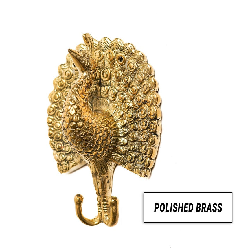 Solid Brass Peacock Wall Hook