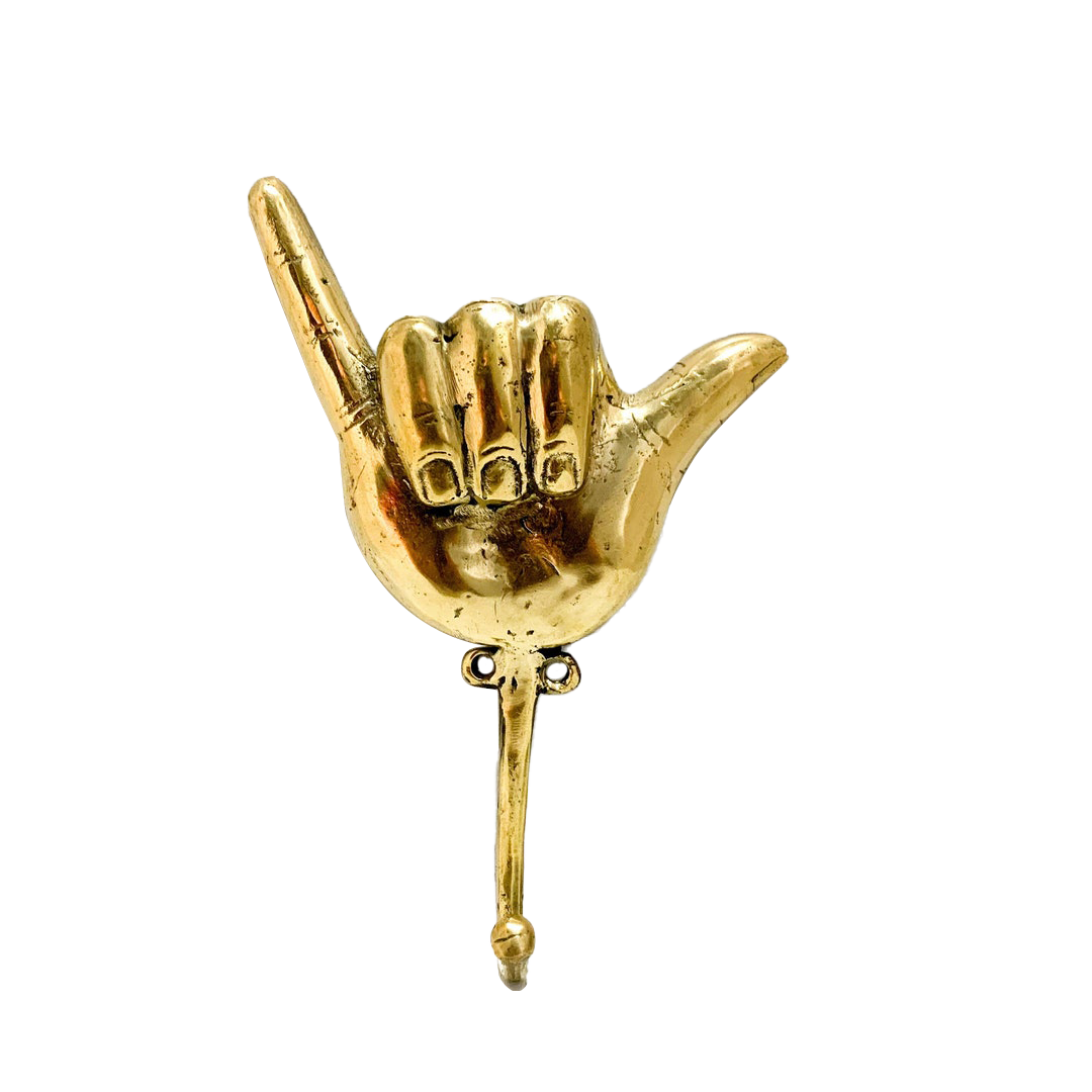 Solid Brass Shaka Hand Wall Hook
