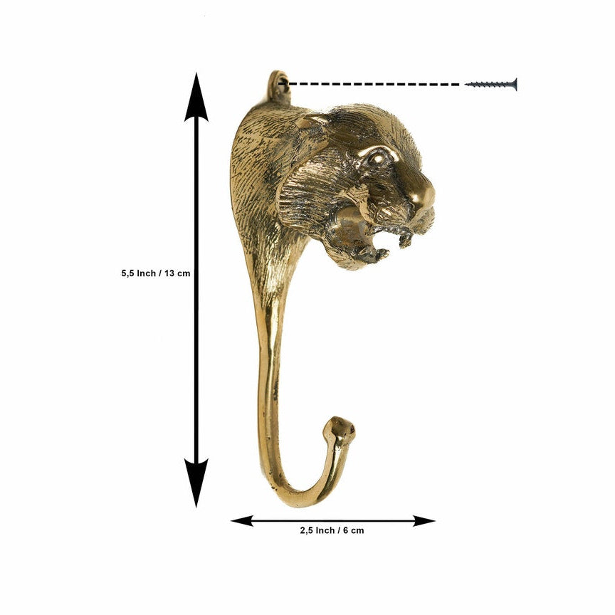 Solid Brass Tiger Wall Hook