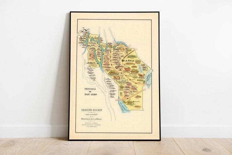 South America Map Print| Fine Art Prints South America Map Print| Fine Art Prints 1933 Map of Rioja| Argentina Maps Wall Prints 