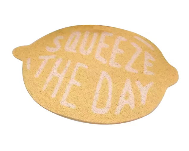 Squeeze the Day Yellow Lemon Shaped Entrance Door Mat