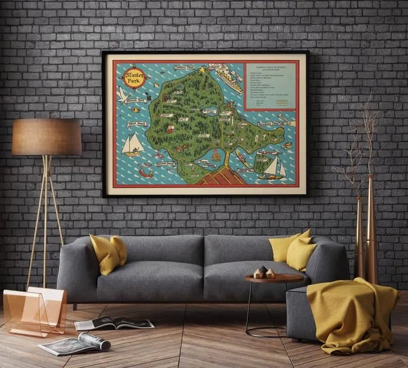 Stanley Park Map Poster| Framed Art Print