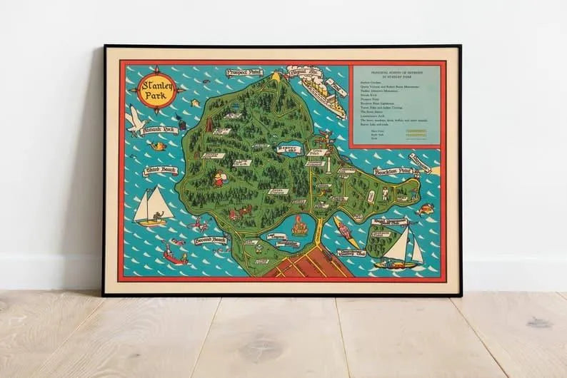 Stanley Park Map Poster| Framed Art Print