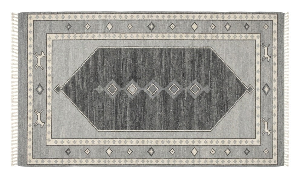 Storm Cloud Medallion Hand Knotted Rug shown flat on a white background