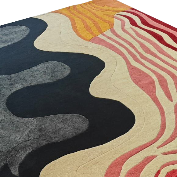 Striped and Wavy Hand Tufted Rug 