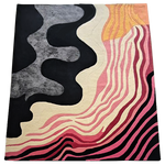 Striped and Wavy Hand Tufted Rug 