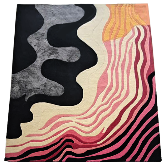 Striped and Wavy Hand Tufted Rug 