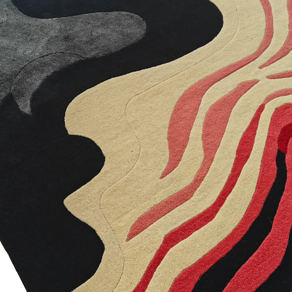 Striped and Wavy Hand Tufted Rug 