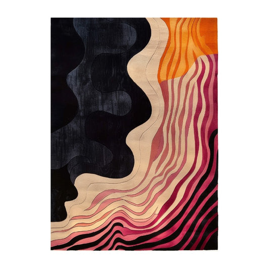 Striped and Wavy Hand Tufted Rug 