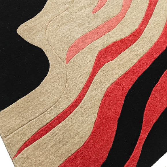 Striped and Wavy Hand Tufted Rug 