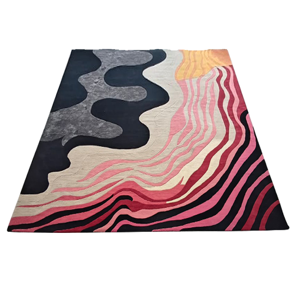 Striped and Wavy Hand Tufted Rug 