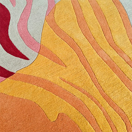 Striped and Wavy Hand Tufted Rug 