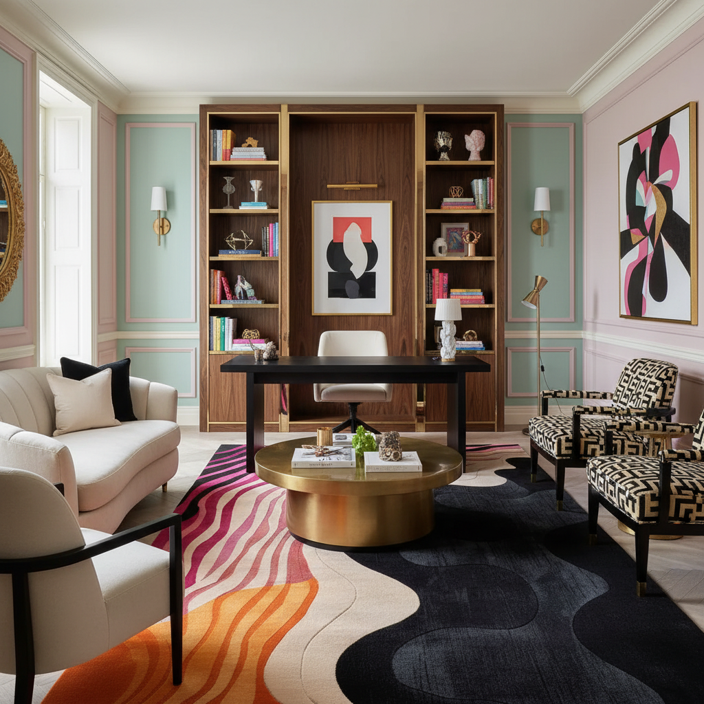 Striped and Wavy Hand Tufted Rug 