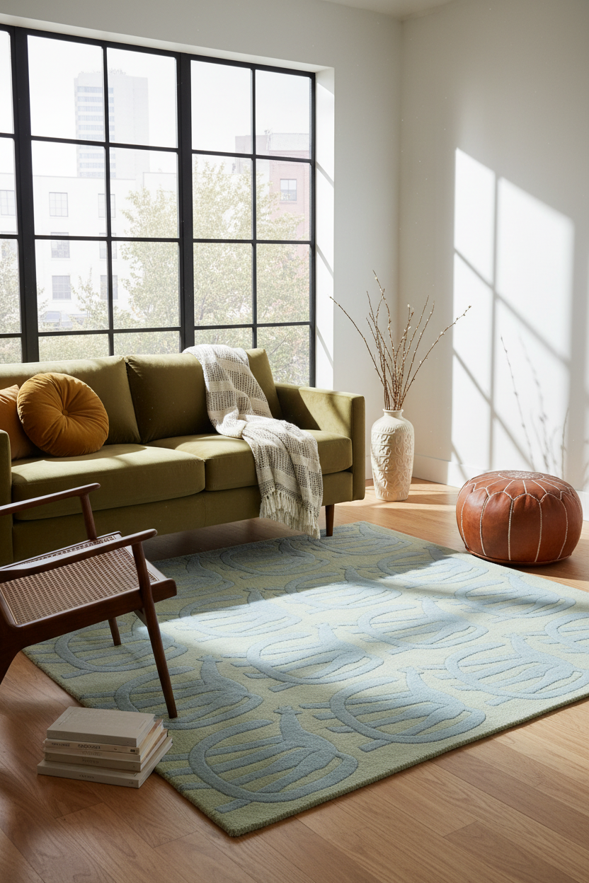 Stylized Creatures Square Hand Tufted Rug