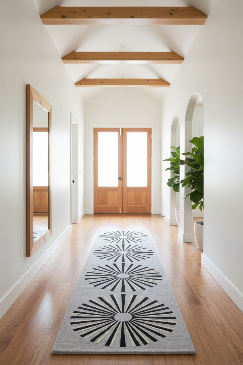 Sunburst Radial Hand Tufted Runner Rug