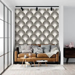 Black and White Art Deco Oversized Fans Wallpaper