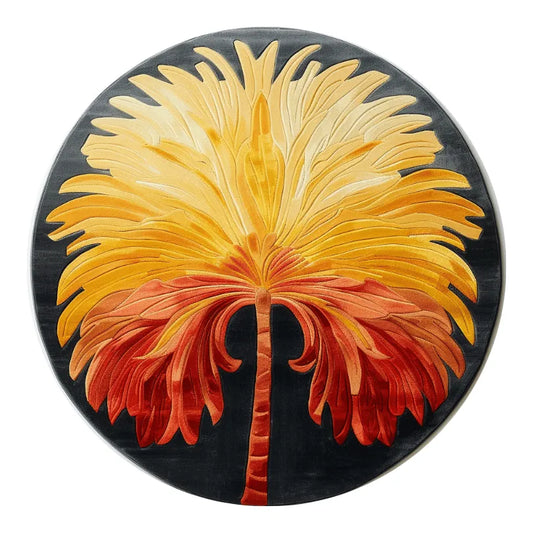 Sunset Palm Hand Tufted Round Rug