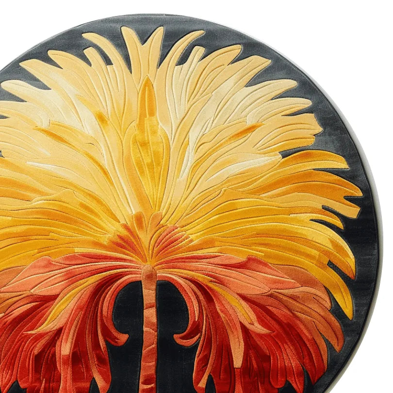 Sunset Palm Hand Tufted Round Rug